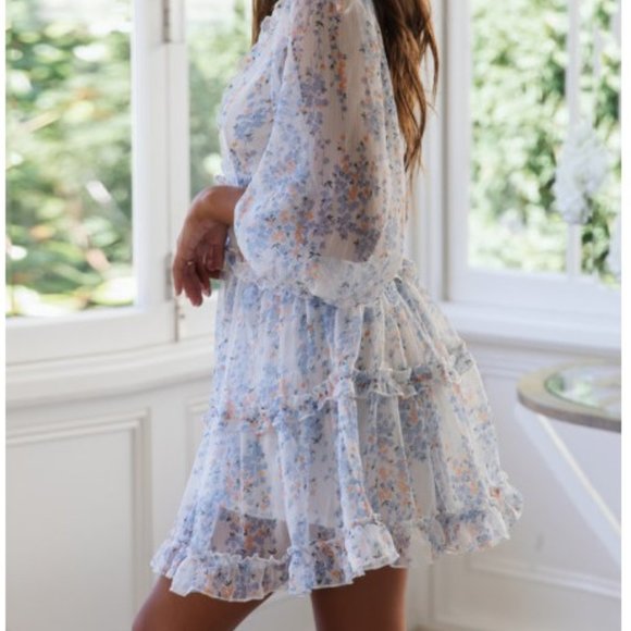 Floral Ruffle Dress with Open Back - Picture 2 of 3
